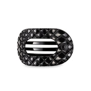 Teleties Jet Black Quilted Medium Flat Round Hair Clip