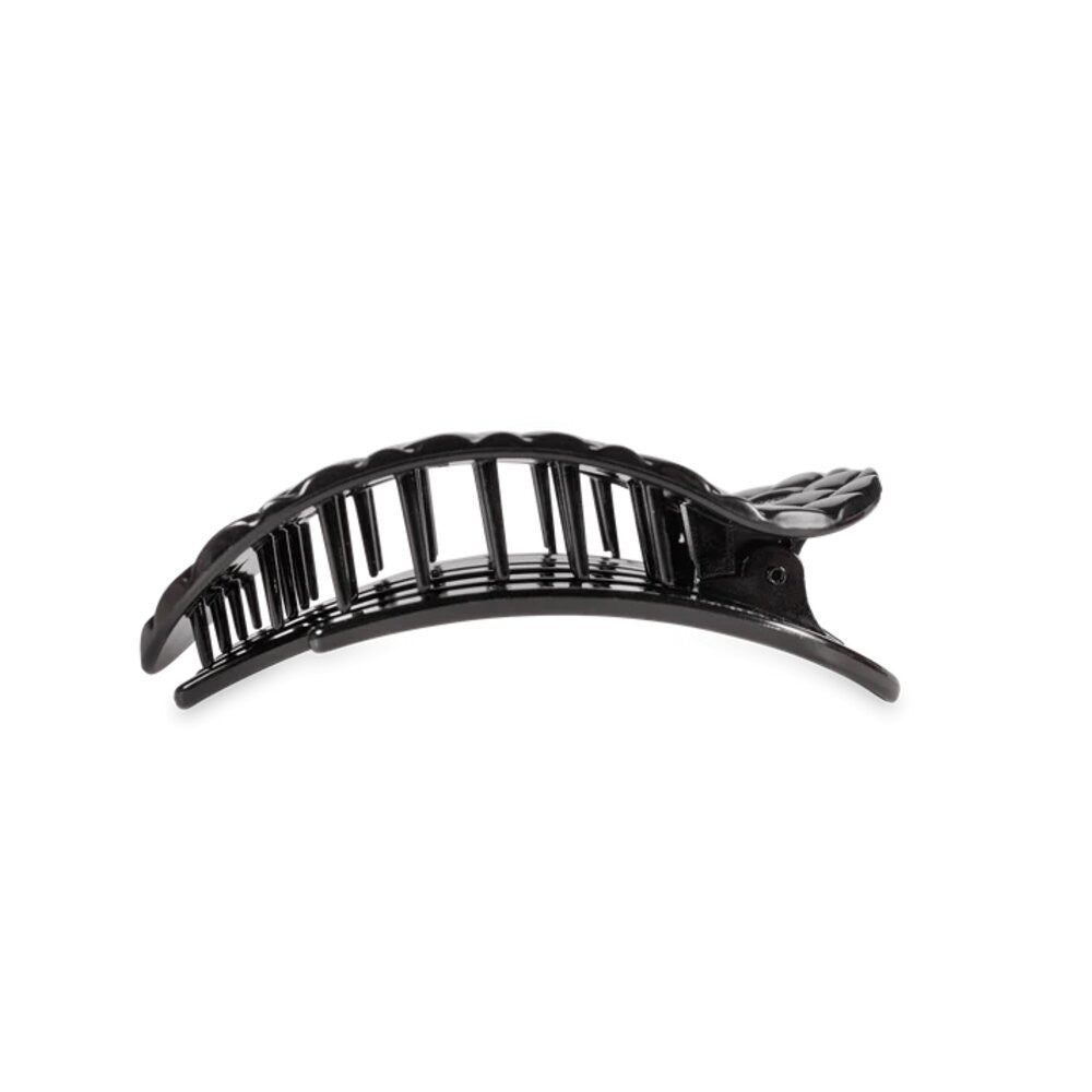 Teleties Jet Black Quilted Medium Flat Round Hair Clip