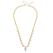 Canvas Elizabeth Pave Cross Ball Bead Necklace - Shiny Gold