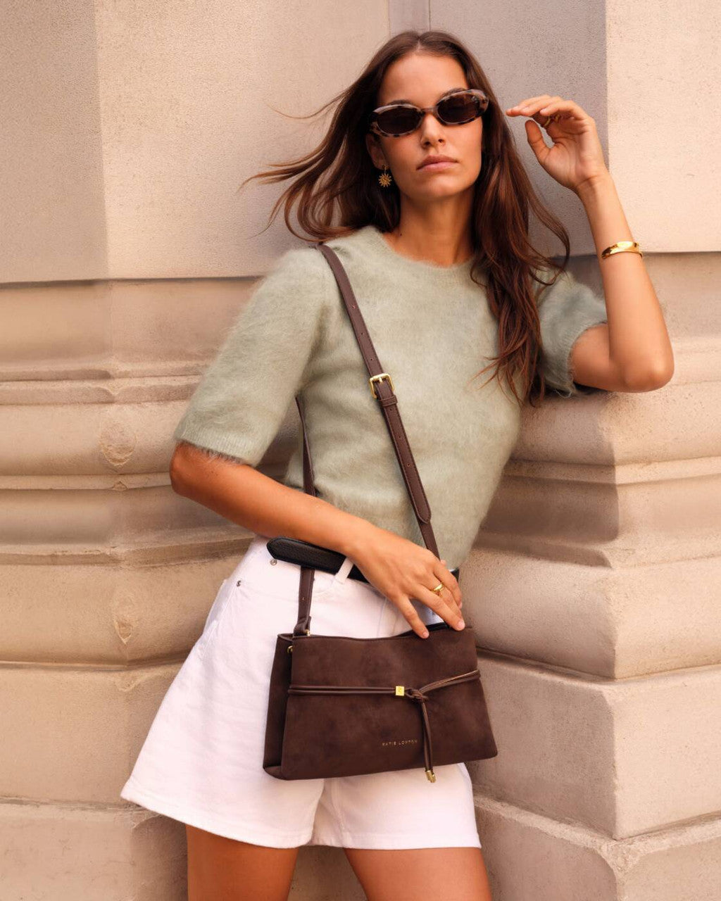 Katie Loxton Lori Suedette Crossbody Bag - Bitter Chocolate