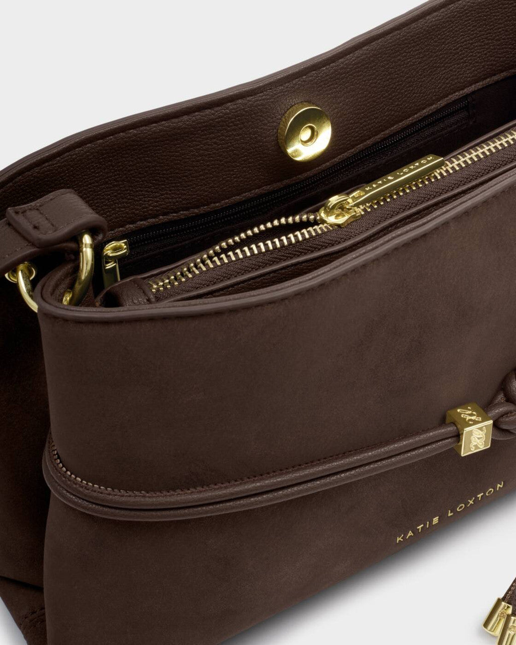 Katie Loxton Lori Suedette Crossbody Bag - Bitter Chocolate
