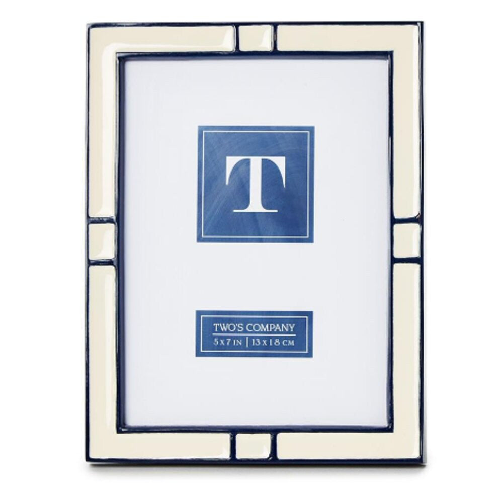 Two's Company Navy and Cream Photo Frame - 5x7