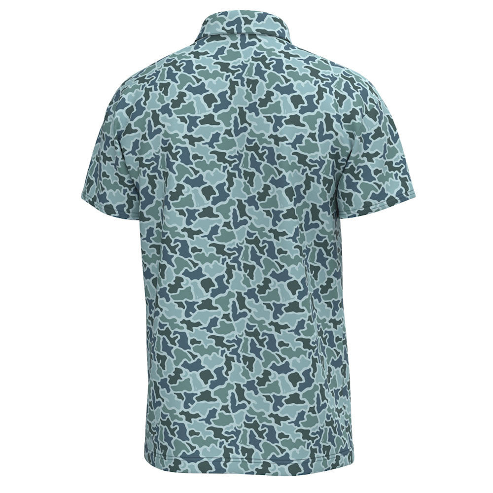 Local Boy Men's Dirty Myrtle Polo - Blue Dog & Moon Camo