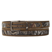 Nocona Men's Brown and Camo Inlay Leather Belt