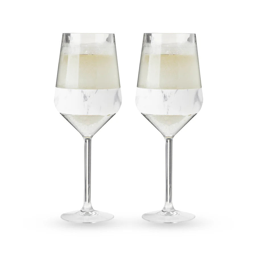 Host Stemmed Wine FREEZE Cooling Cup in Marble, Set of 2