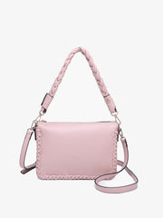 Jen & Co. Judith Vegan Whipstitch Shoulder Bag - Light Mauve