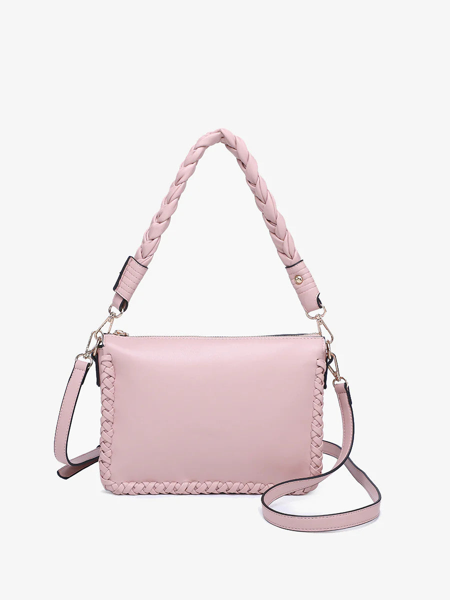 Jen & Co. Judith Vegan Whipstitch Shoulder Bag - Light Mauve