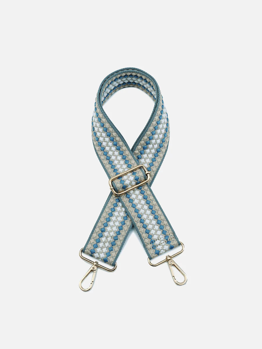 Jen & Co Dotted Guitar Strap - Blue/Beige