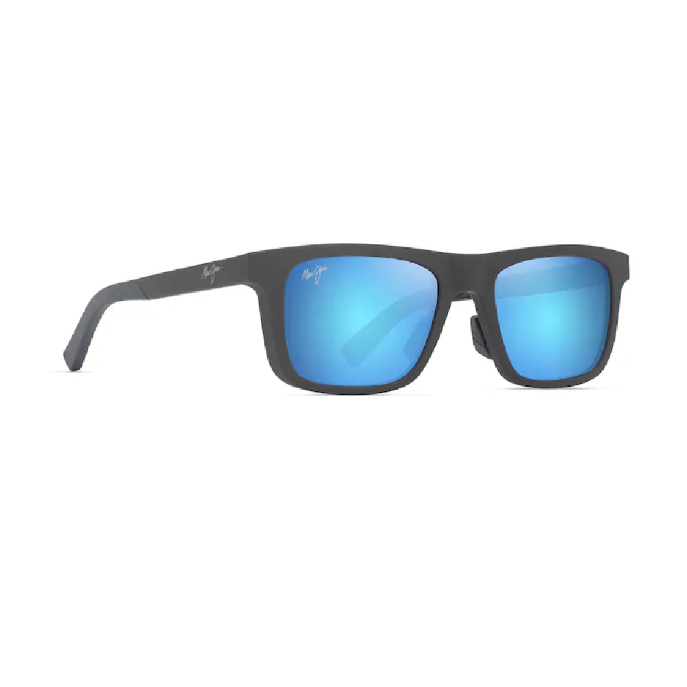 Maui Jim Moaka Polarized Sunglasses – Matte Solid Grey Frame/Blue Hawaii Mirror