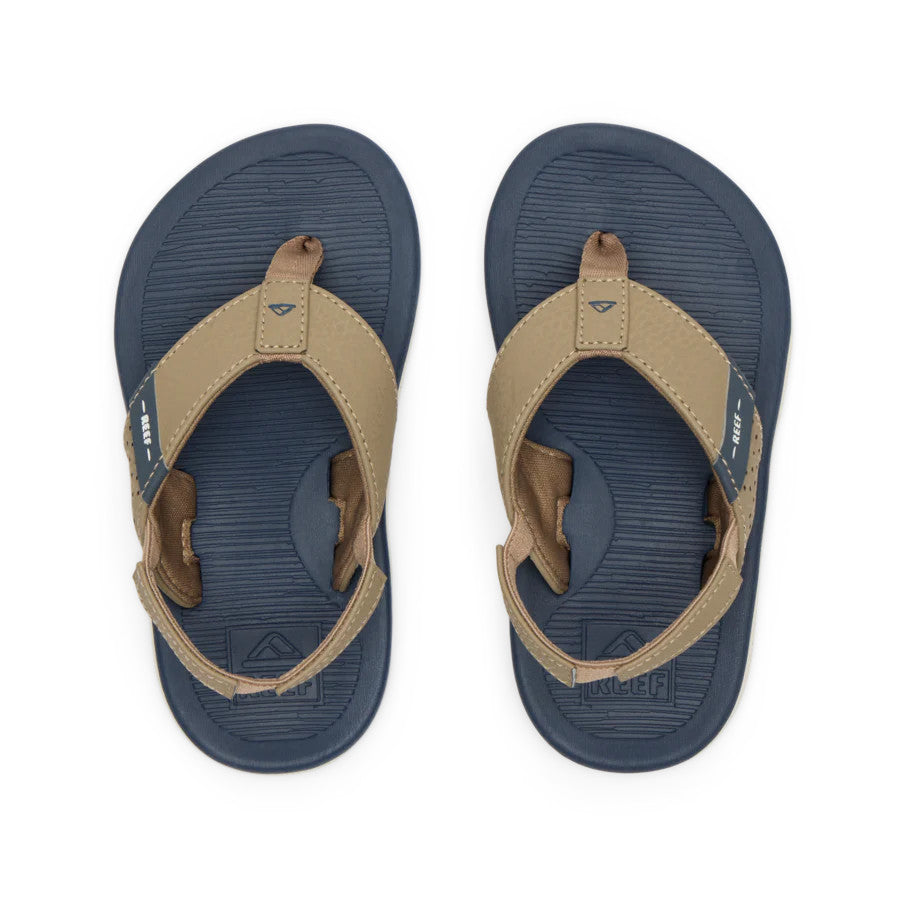 Reef Little Santa Ana Navy/Khaki Flip-Flops for Toddlers