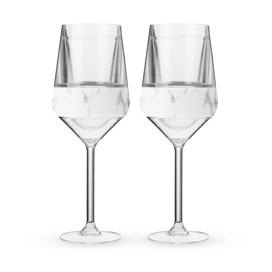 Host Stemmed Wine FREEZE Cooling Cup in Marble, Set of 2