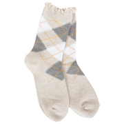 World's Softest Weekend Argyle Ruffle Mini Crew - Oatmeal