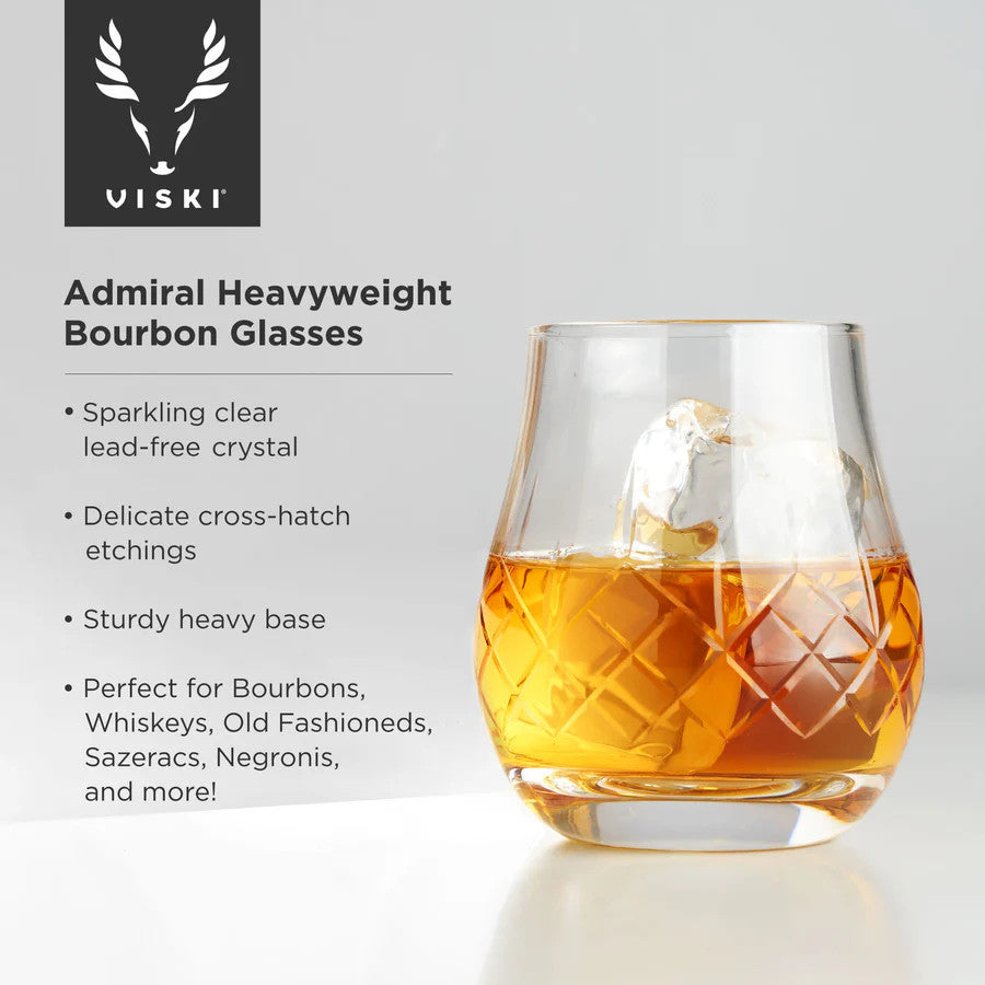 Viski Admiral Crystal Heavyweight Bourbon Glasses - Set of 2