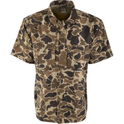 Drake Vented Wingshooter's Short Sleeve Shirt- Old School Camo