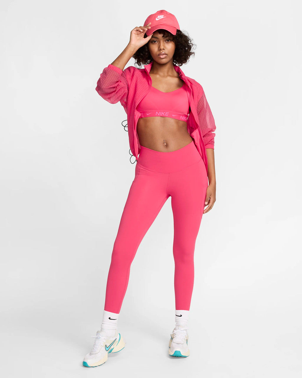 Nike One Women's High Waisted 7/8 Leggings with Pockets - Aster Pink/Black