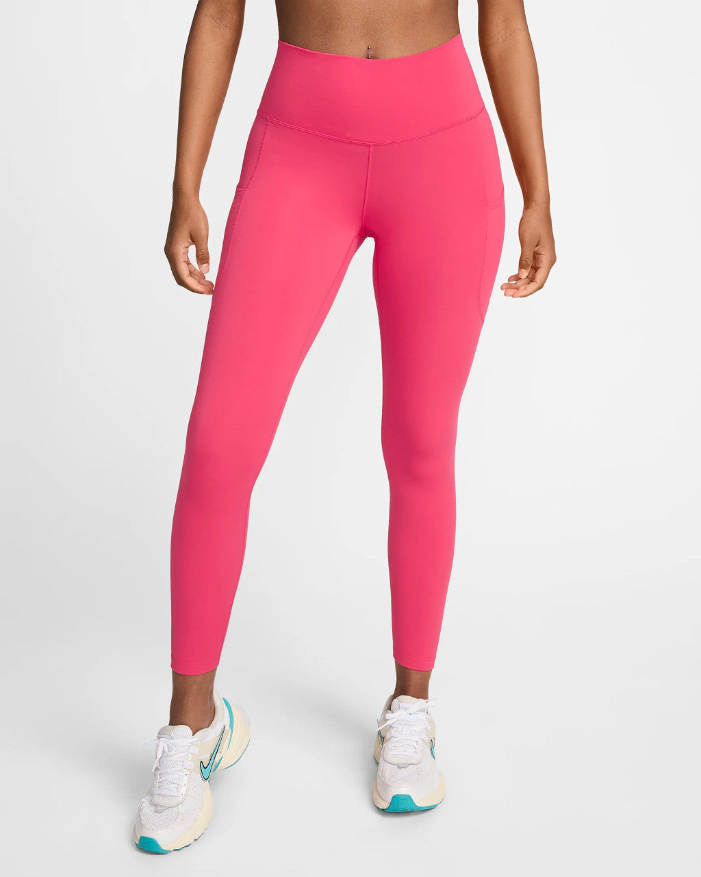 Nike One Women's High Waisted 7/8 Leggings with Pockets - Aster Pink/Black