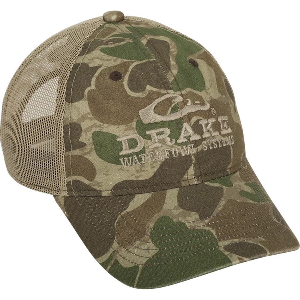 Drake Mesh-Back Camo Cap - Old School Green