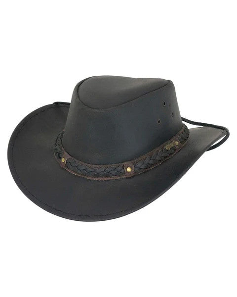 Outback Trading Co. Wagga Wagga Leather Hat - Black