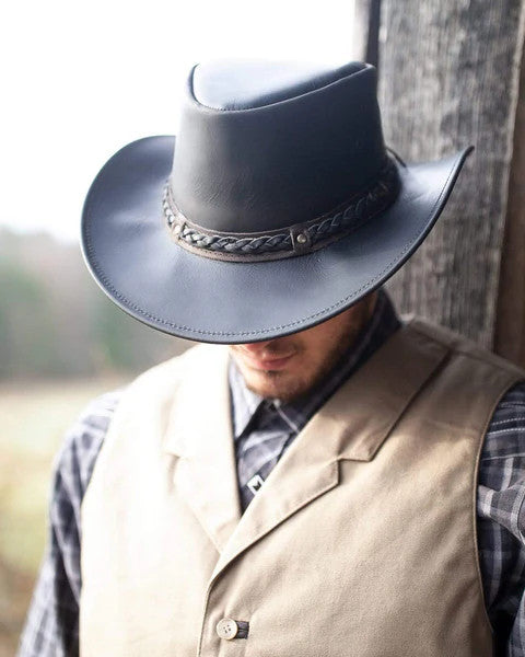 Outback Trading Co. Wagga Wagga Leather Hat - Black