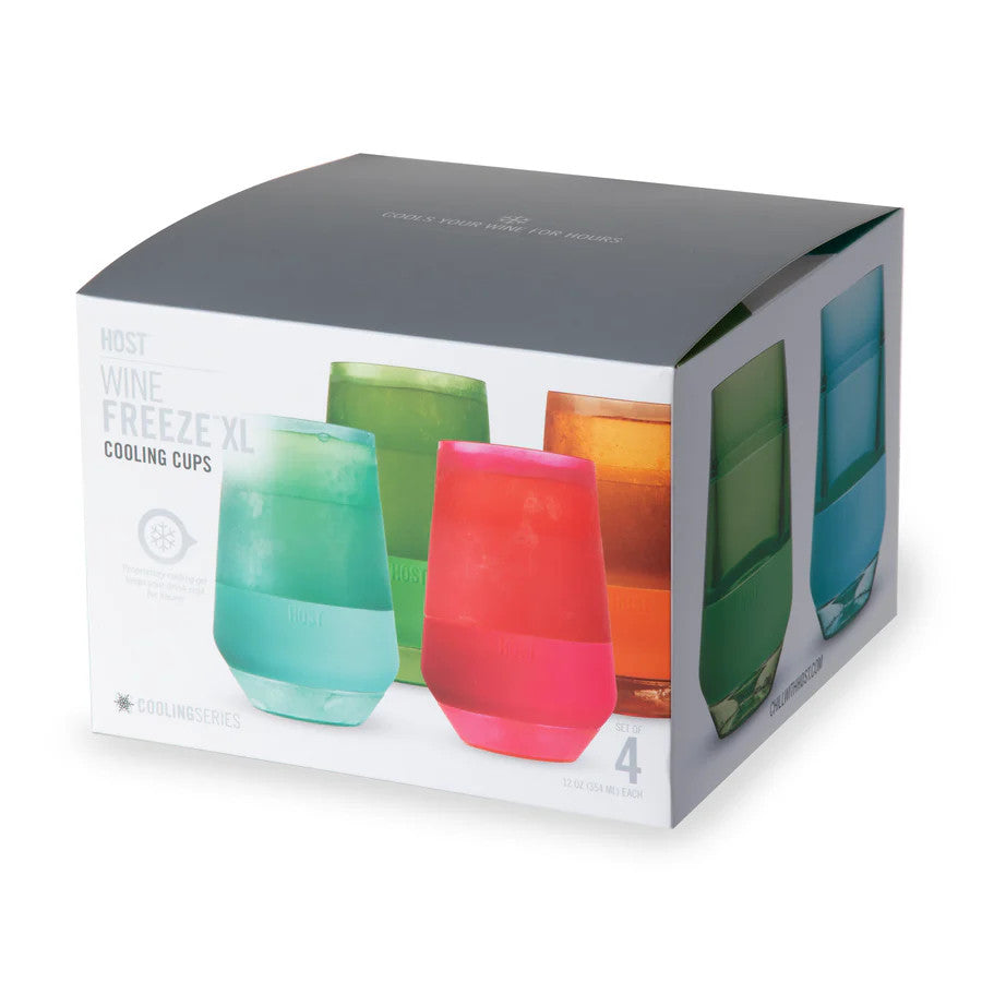 Host Wine FREEZE XL Cooling Cup Vivid Colors - Set of 4