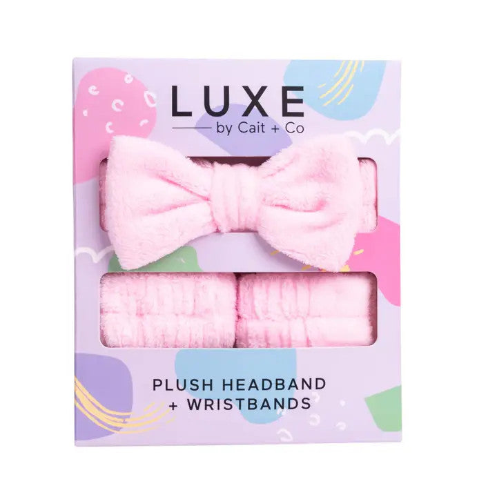Cait & Co Luxe Headband + Wristbands - Pink