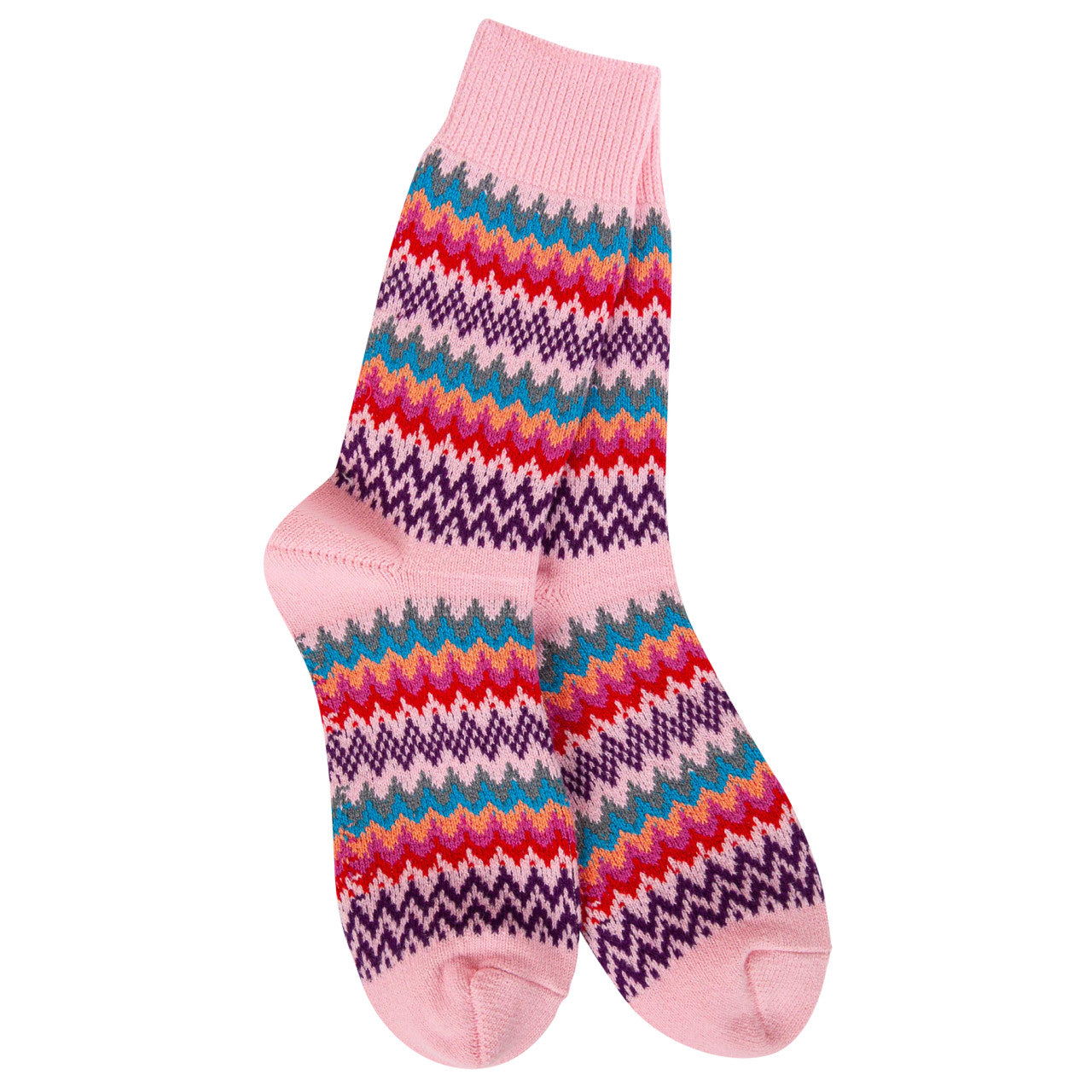 World's Softest Zig Zag Crew Socks - Pink Multi