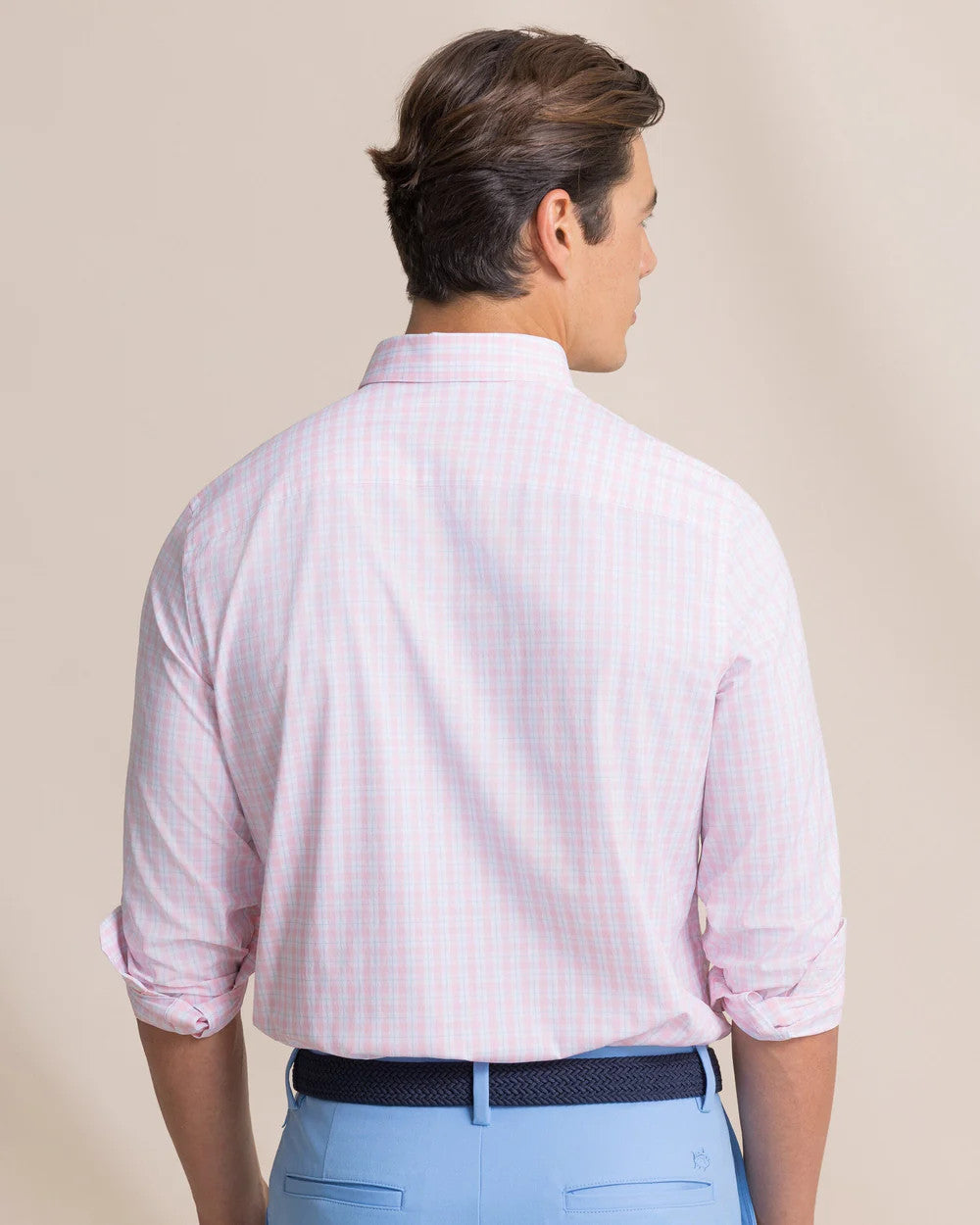 Southern Tide Men's Precheck Plaid Coastal Breeze® Sport Shirt- Orchid Pink