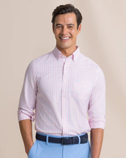 Southern Tide Men's Precheck Plaid Coastal Breeze® Sport Shirt - Orchid Pink