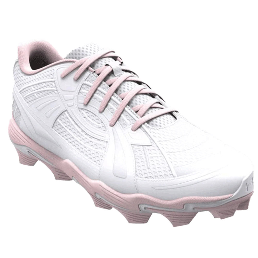 Under Armour Girl's Glyde Sola RM Softball Cleats - White/Prime Pink