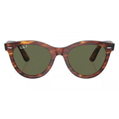Ray-Ban Wayfarer Way Sunglasses - Striped Havana/Green Polarized