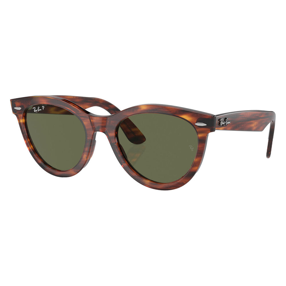 Ray-Ban Wayfarer Way Sunglasses - Striped Havana/Green Polarized