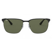 Ray-Ban Square Sunglasses – Black on Silver/Green Polarized