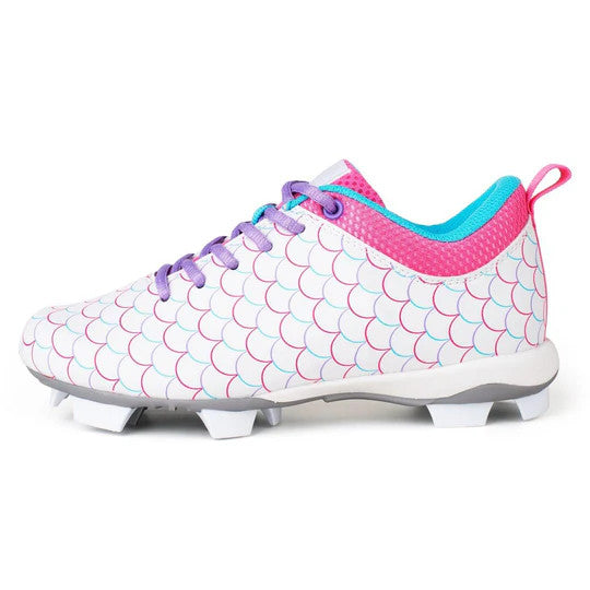 Rip-It Girls Play Ball Softball Cleat - White/Pink/Purple
