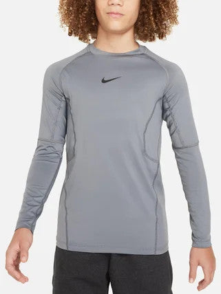 Nike Pro Big Kids Dri-FIT Long Sleeve Top - Smoke Grey/Black