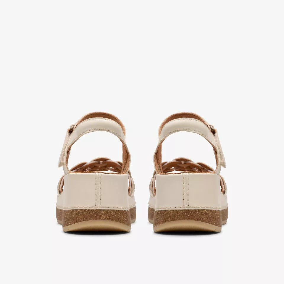 Clarks Women’s Kassanda Bar Wedge Sandal — Cream Multi Leather