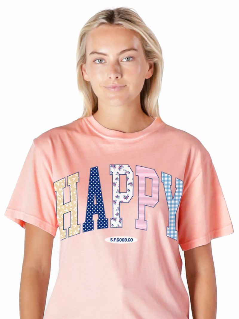 Simply Southern Women's Happy Tee - Light Peach