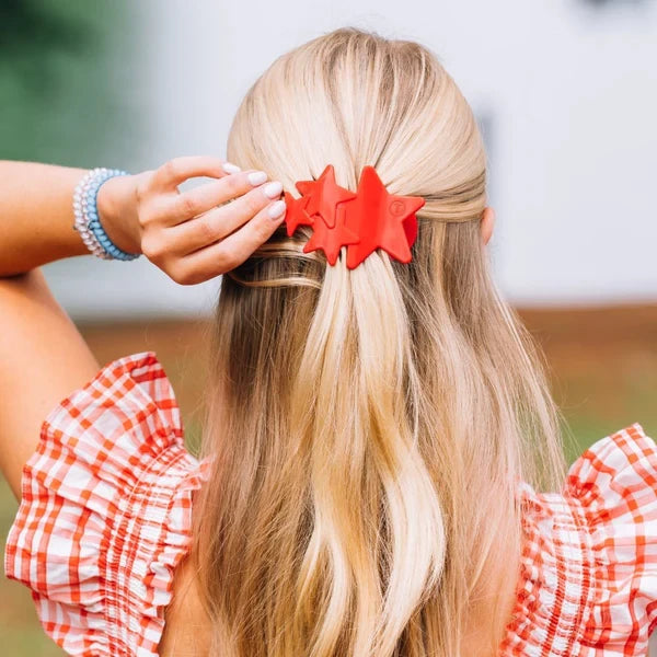 Teleties Red Shooting Star Medium Flat Hair Clip