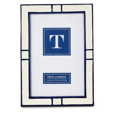 Two's Company Navy and Cream Photo Frame - 4x6