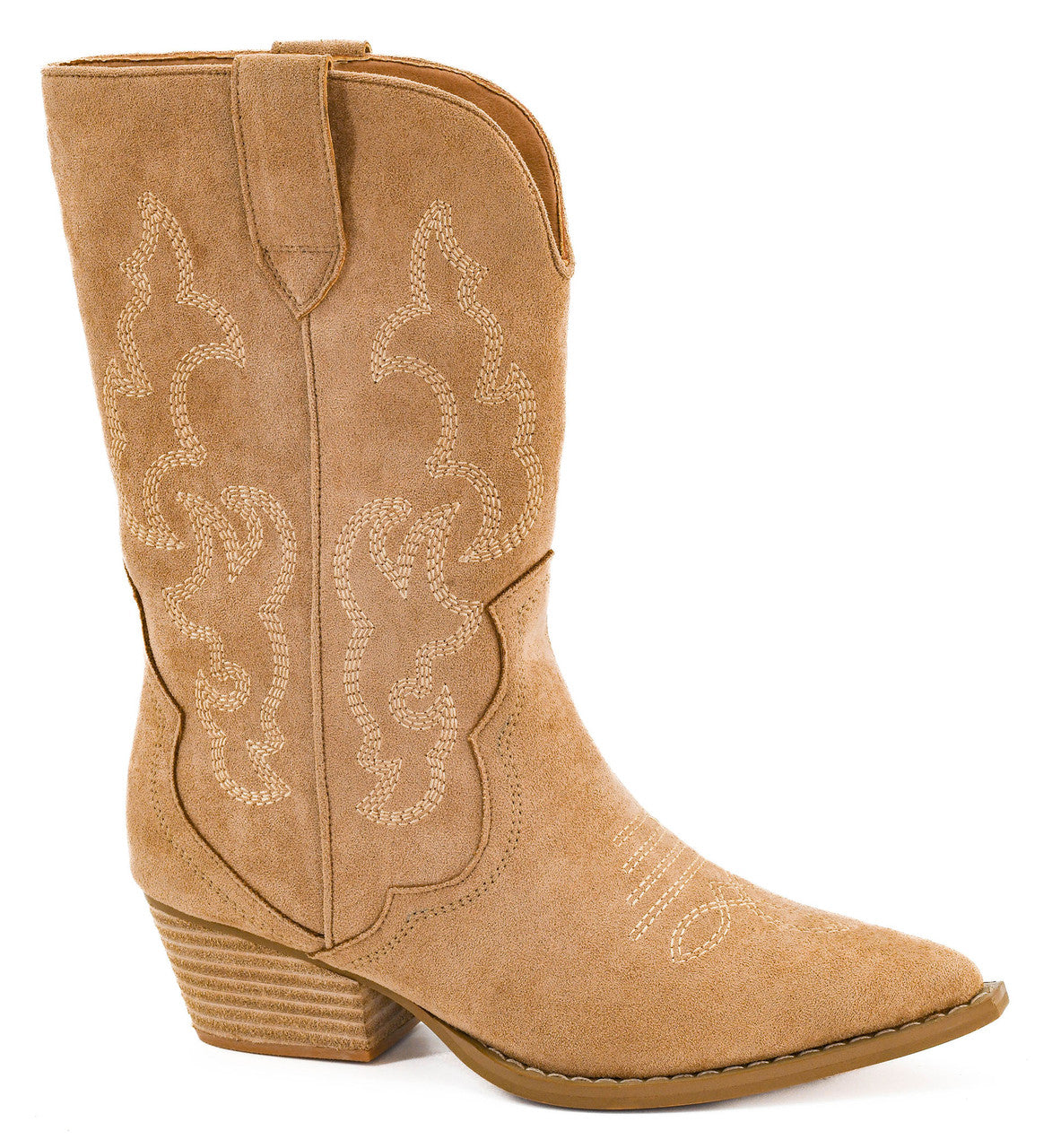 Corky’s “Somebody’s Problem” Ankle Boot — Camel Faux Suede Western