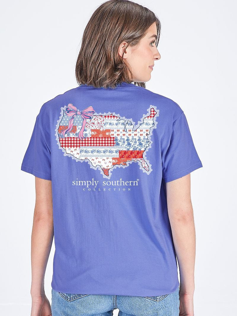 Simply Southern Women's USA Patchwork Tee