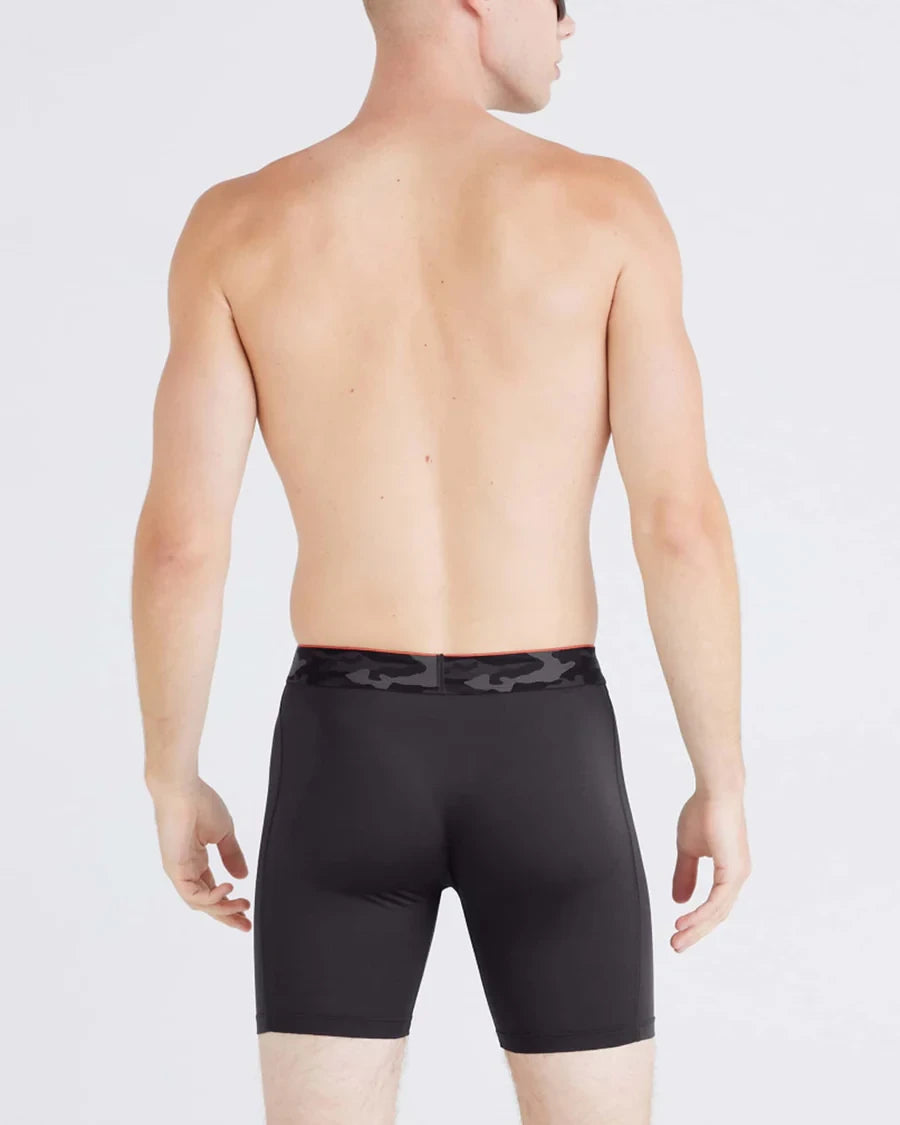 Saxx Men's Multi-Sport 6" Mesh Performance Boxer Brief - 2 Pack - Remote Camo Waistband/Black