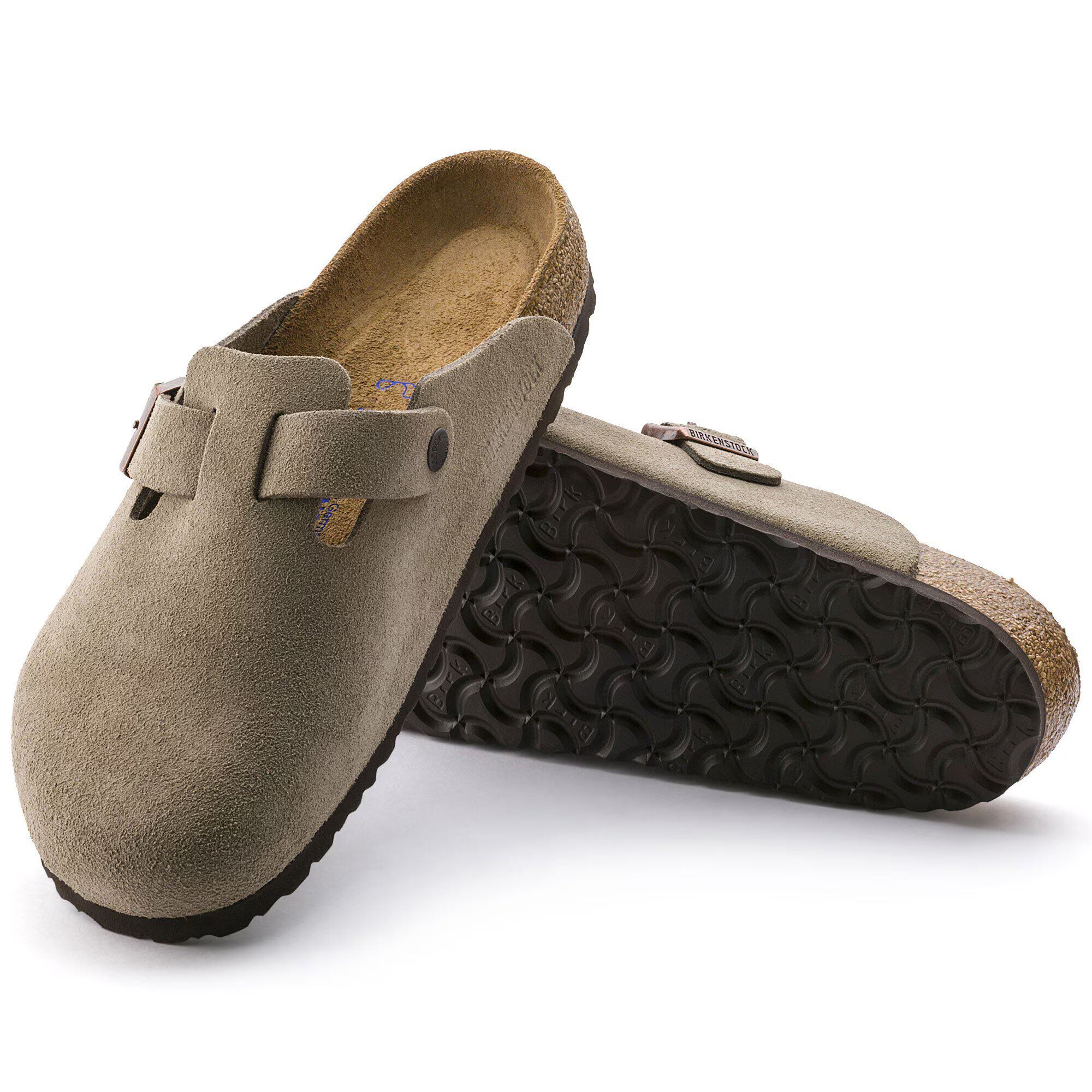 Birkenstock Boston Soft Footbed Taupe Suede Leather