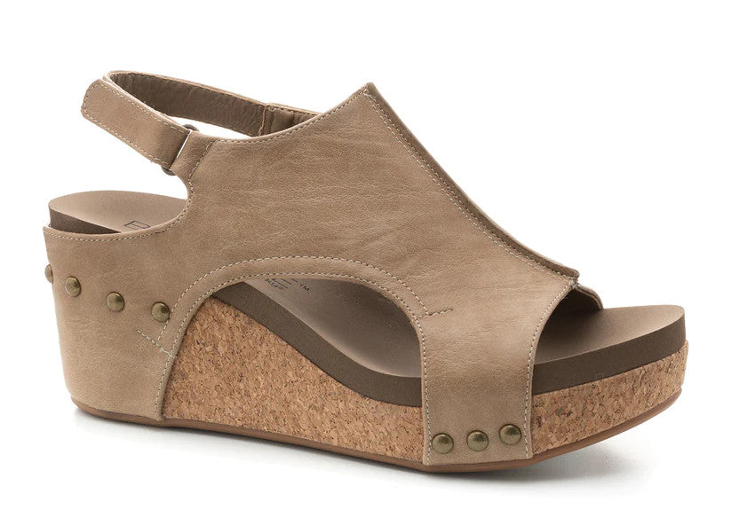 Corkys Women's Carley Wedge Sandal - Taupe Smooth