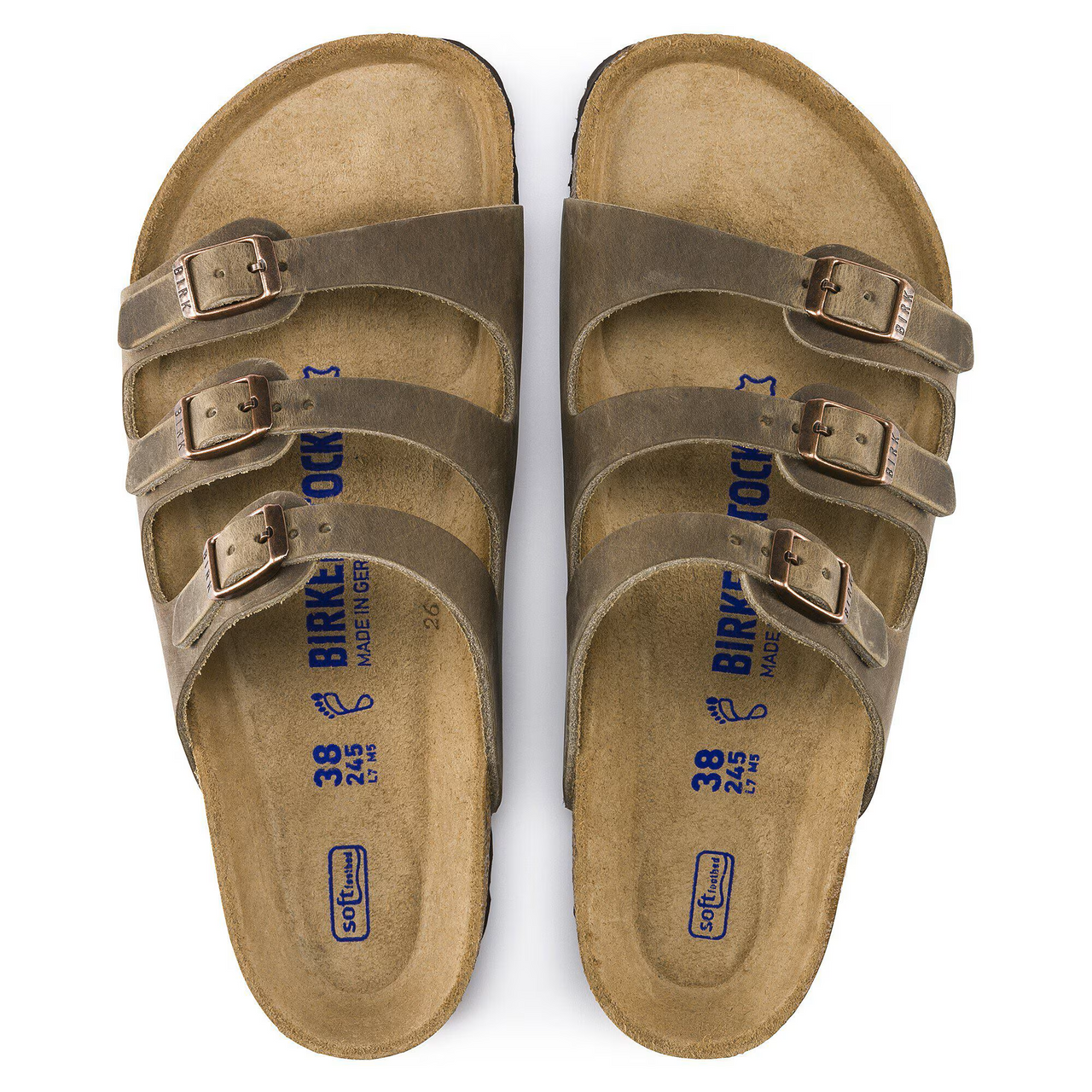 Birkenstock Florida Soft Footbed Oiled Leather Tobacco Brown Sandals