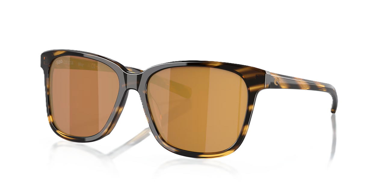 Costa Del Mar Mart Polarized Sunglasses Tortoise with Gold Mirror 580G Glass Lenses