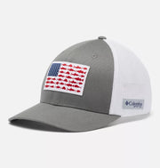 Columbia PFG Fish Flag Mesh Ball Cap-Titanium/White