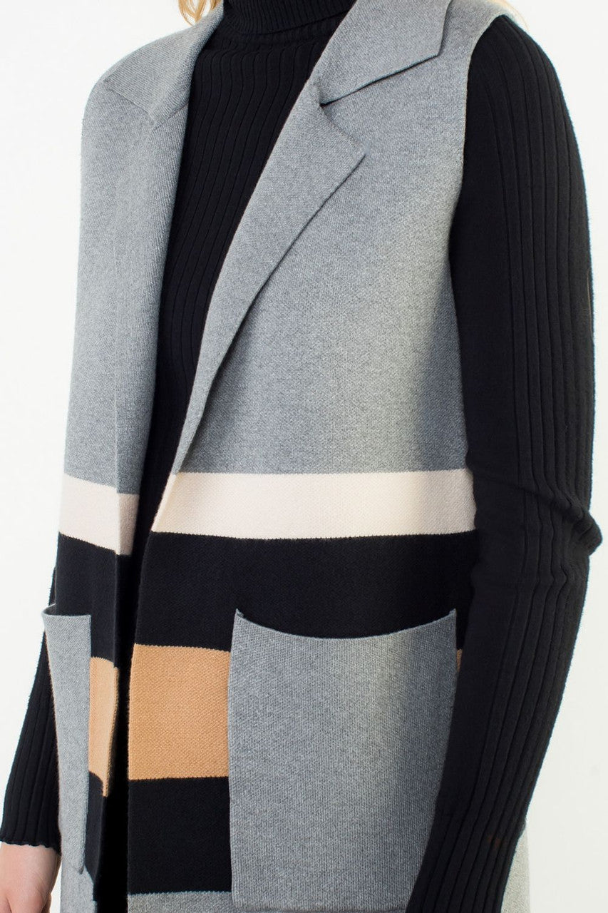 THML Women's Sleeveless Colorblocked Cardigan