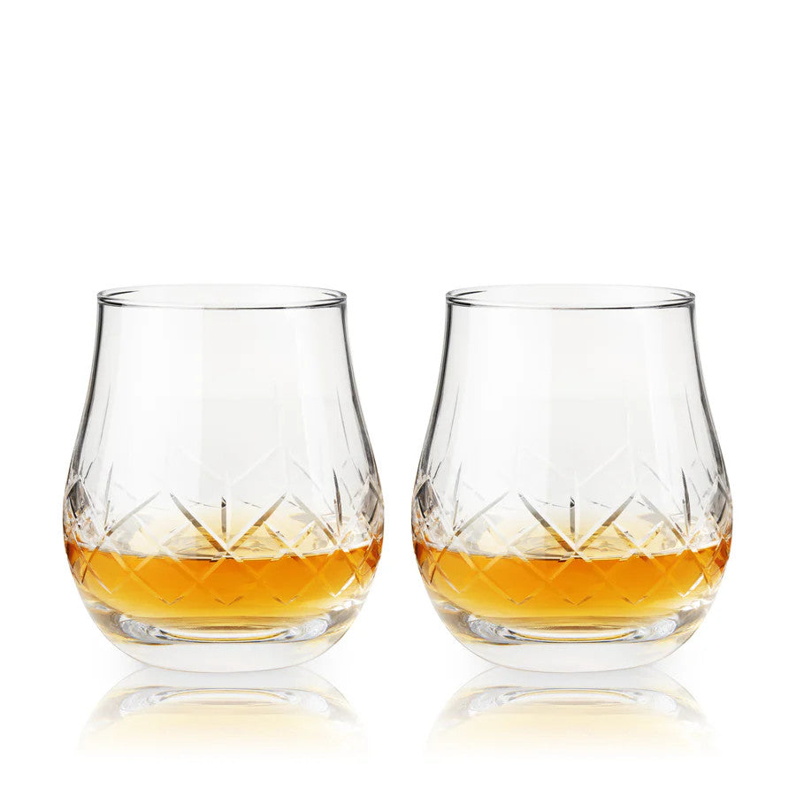 Viski Admiral Crystal Heavyweight Bourbon Glasses - Set of 2