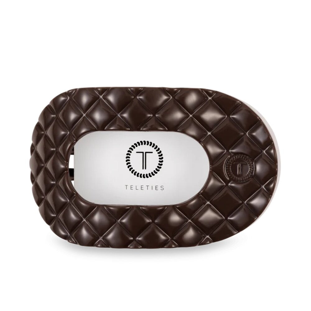 Teleties Truly Taupe Quilted Large Flat Round Hair Clip