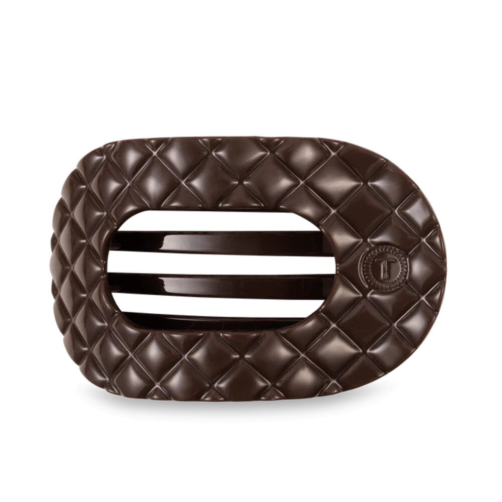 Teleties Truly Taupe Quilted Large Flat Round Hair Clip